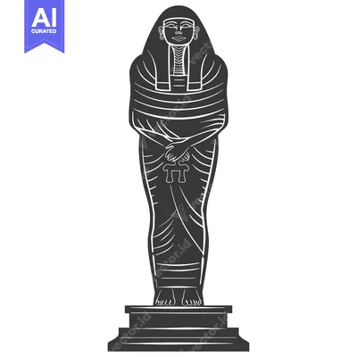 Aset desain premium: A Black and White Illustration of an Egyptian Sarcophagus