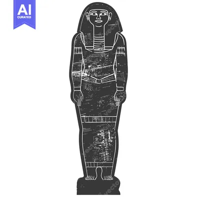 Premium design asset: A black and white illustration of an ancient Egyptian pharaoh or queen