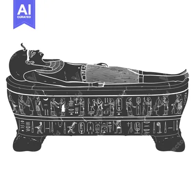 Egyptian sarcophagus with a deceased pharaoh inside