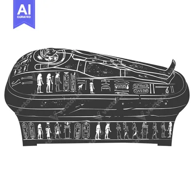 An Ancient Egyptian Sarcophagus with Hieroglyphic Inscriptions and Dep