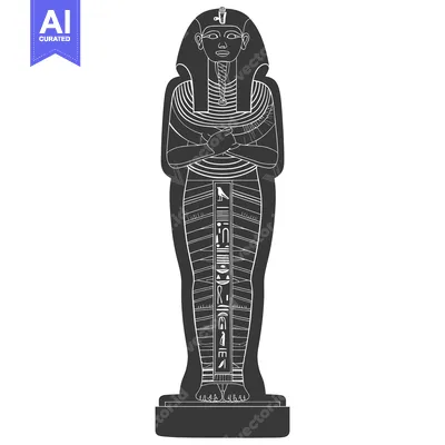 Popular premium asset: A black and white illustration of an ancient Egyptian pharaoh statue w