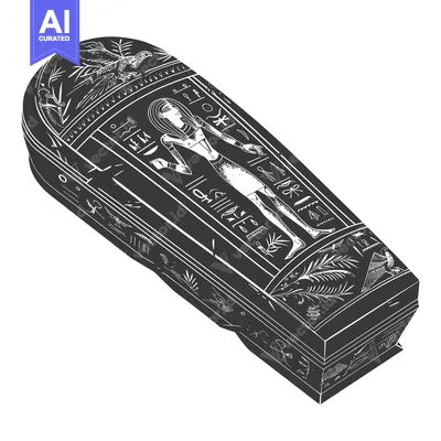 Premium design asset: An Ancient Egyptian Sarcophagus Decorated with Hieroglyphics and Image