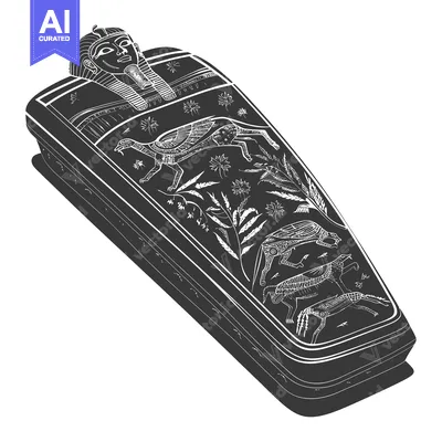 Aset premium populer: An Ancient Egyptian Sarcophagus with Hieroglyphics and Animal Motifs
