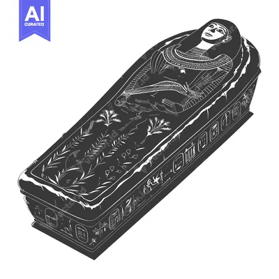 Aset premium populer: An Egyptian sarcophagus with a deceased pharaoh inside