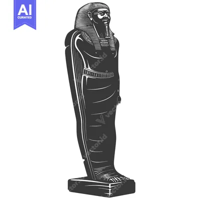 Aset premium populer: Black and White Illustration of an Ancient Egyptian Statue