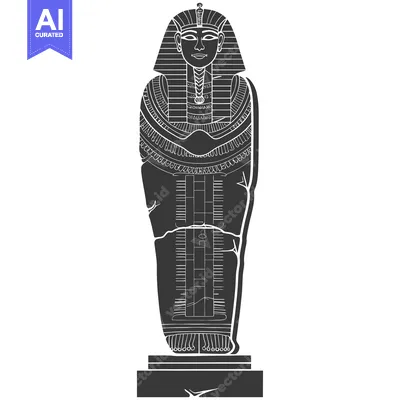 Premium design asset: Black and White Silhouette of an Egyptian Sarcophagus