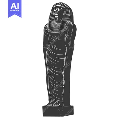 Aset premium populer: Black and White Illustration of an Egyptian Pharaoh Statue