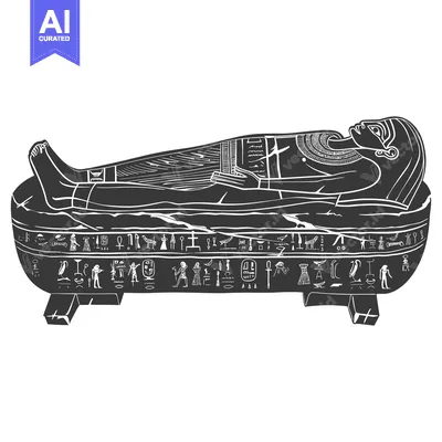 Popular premium asset: A Black and White Illustration of an Ancient Egyptian Sarcophagus with