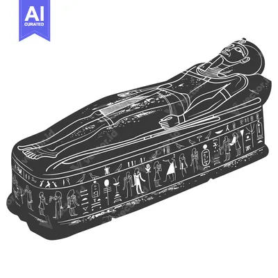 Aset premium populer: Black and White Illustration of an Ancient Egyptian Sarcophagus