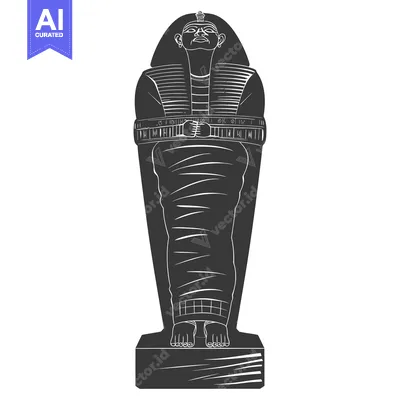 Popular premium asset: Black and White Illustration of an Egyptian Mummy in a Sarcophagus