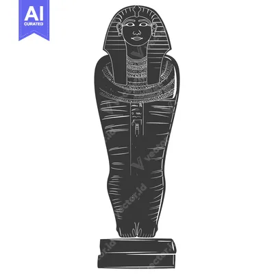 A Detailed Outline of an Egyptian Mummy Sarcophagus