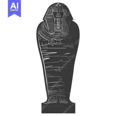 Aset desain premium: An Egyptian sarcophagus with the pharaoh's face depicted on the lid.