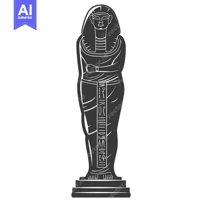 Aset premium populer: Black and White Illustration of an Ancient Egyptian Statue