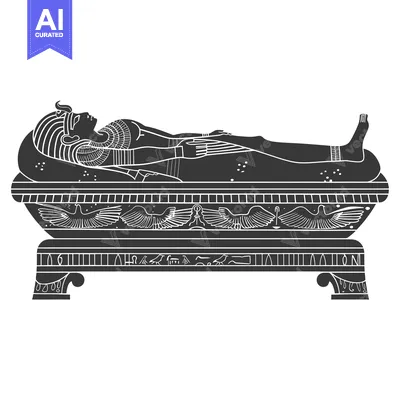 Aset desain premium: An Egyptian Pharaoh Lying in a Stone Sarcophagus