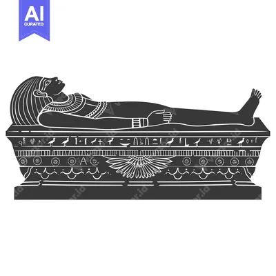 Premium design asset: An Ancient Egyptian Pharaoh Lying in a Sarcophagus