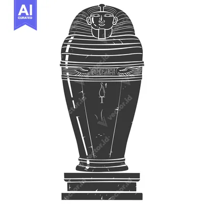 Aset desain premium: Egyptian Sarcophagus with Hieroglyphics and a Pharaoh's Face
