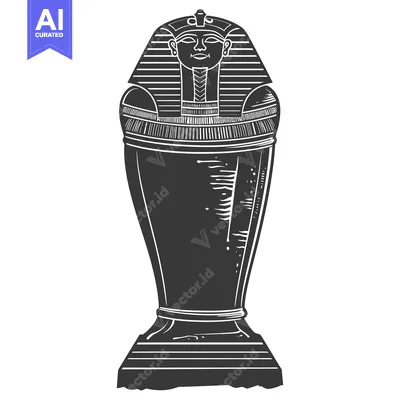An Egyptian Sarcophagus with a Pharaoh's Face Carved into the Lid