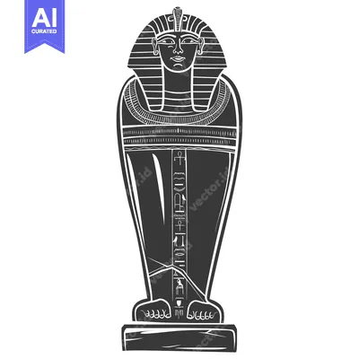 Popular premium asset: Black and White Illustration of an Egyptian Sarcophagus