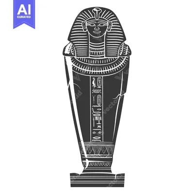 Aset desain premium: Black and White Illustration of an Ancient Egyptian Sarcophagus