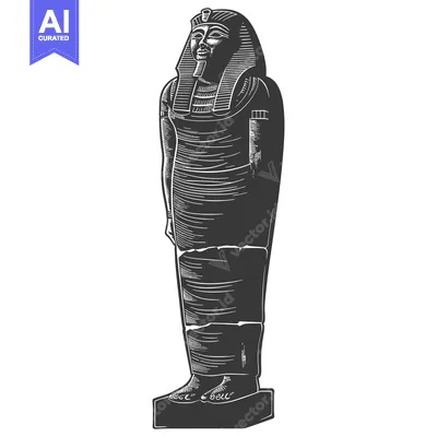 Aset premium populer: An Engraved Illustration of an Egyptian Pharaoh Statue
