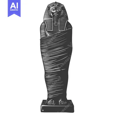 Aset desain premium: An Egyptian Pharaoh Mummy in a Sarcophagus