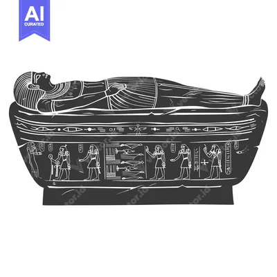 Premium design asset: Egyptian Sarcophagus with a Deceased Pharaoh Inside