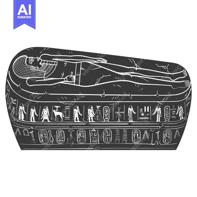 Premium design asset: Ancient Egyptian Sarcophagus with Hieroglyphic Carvings