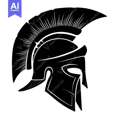 Aset premium populer: A Spartan Helmet with a Plumed Crest and Face Guard