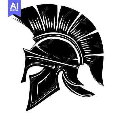 Premium design asset: Black and White Illustration of a Spartan Helmet