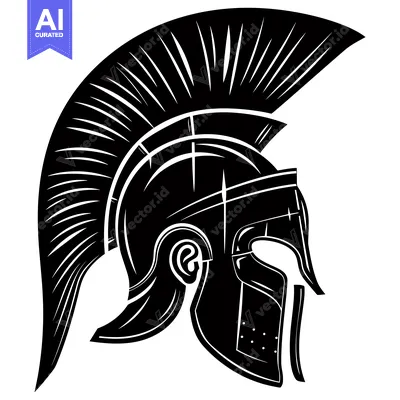 Premium design asset: A Black and White Illustration of a Spartan Helmet