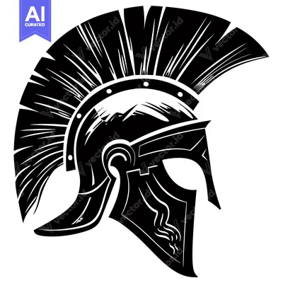 Popular premium asset: A Black and White Illustration of a Spartan Helmet
