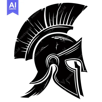Aset premium populer: Black and White Illustration of a Spartan Helmet