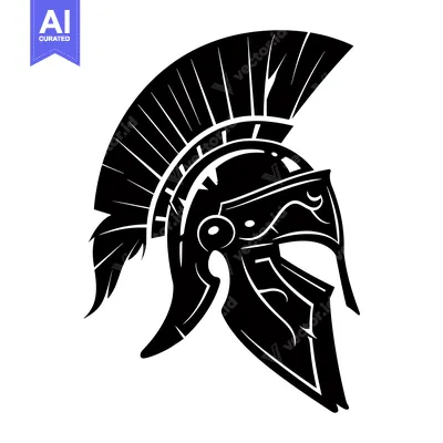 Aset premium populer: Black and White Illustration of a Spartan Helmet