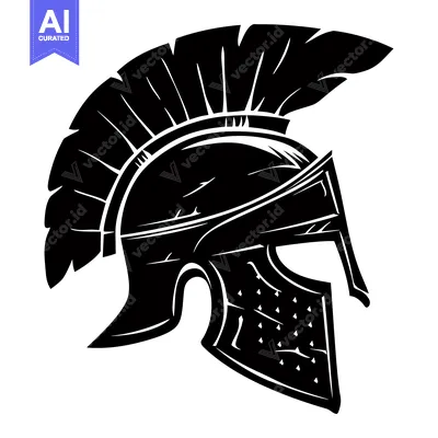 Popular premium asset: Black and White Illustration of a Spartan Helmet