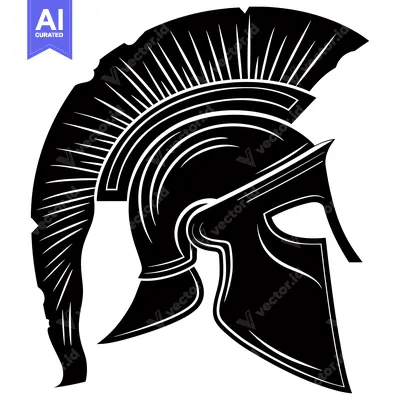 Premium design asset: A Black and White Illustration of a Spartan Helmet
