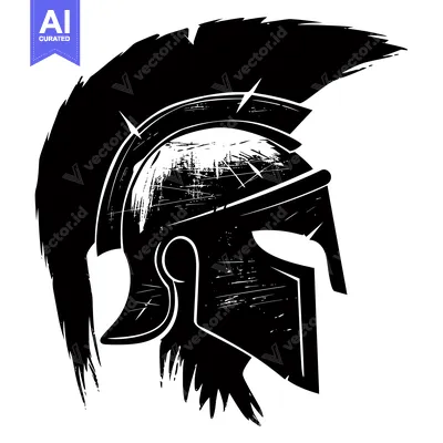 Popular premium asset: Black and White Grunge Style Spartan Helmet Illustration