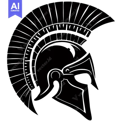 Aset premium populer: Black and White Illustration of a Spartan Helmet