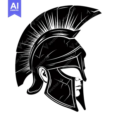 Popular premium asset: A Black and White Illustration of a Spartan Helmet