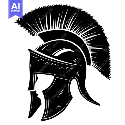 Popular premium asset: Black and White Silhouette of a Spartan Helmet
