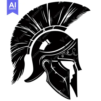 Aset desain premium: Spartan Helmet with Feathered Crest