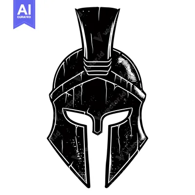 Premium design asset: Black and White Illustration of a Spartan Helmet