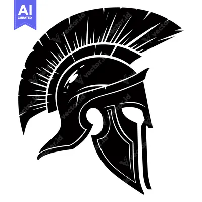 Aset desain premium: A Black and White Side View of a Spartan Helmet