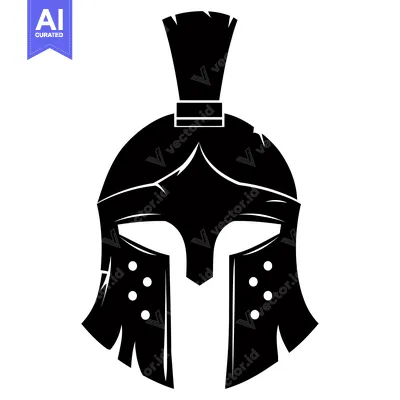 Premium design asset: A Black and White Silhouette of a Spartan Helmet