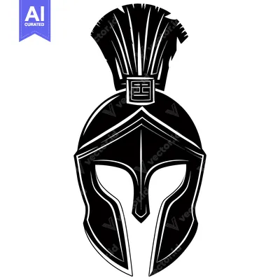 Aset premium populer: Black and White Illustration of a Spartan Helmet