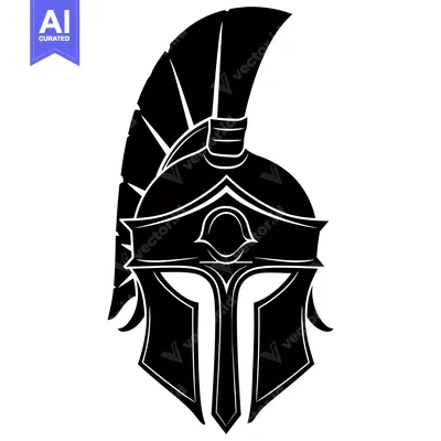 Premium design asset: Black and White Silhouette of a Spartan Helmet