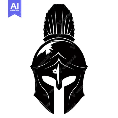 Aset premium populer: Black and White Illustration of a Spartan Helmet