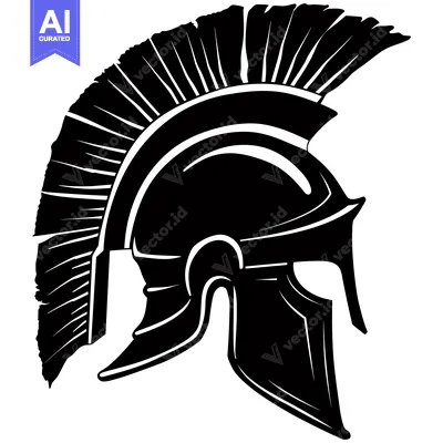 Premium design asset: A Black and White Illustration of a Spartan Helmet