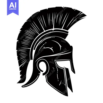Popular premium asset: A Black and White Silhouette of a Spartan Helmet