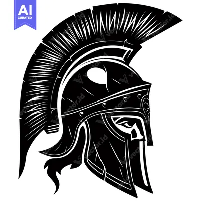 Aset desain premium: Spartan Warrior Helmet with Detailed Plumes and Visor