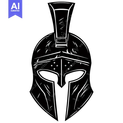 Aset premium populer: A Black and White Illustration of a Spartan Helmet